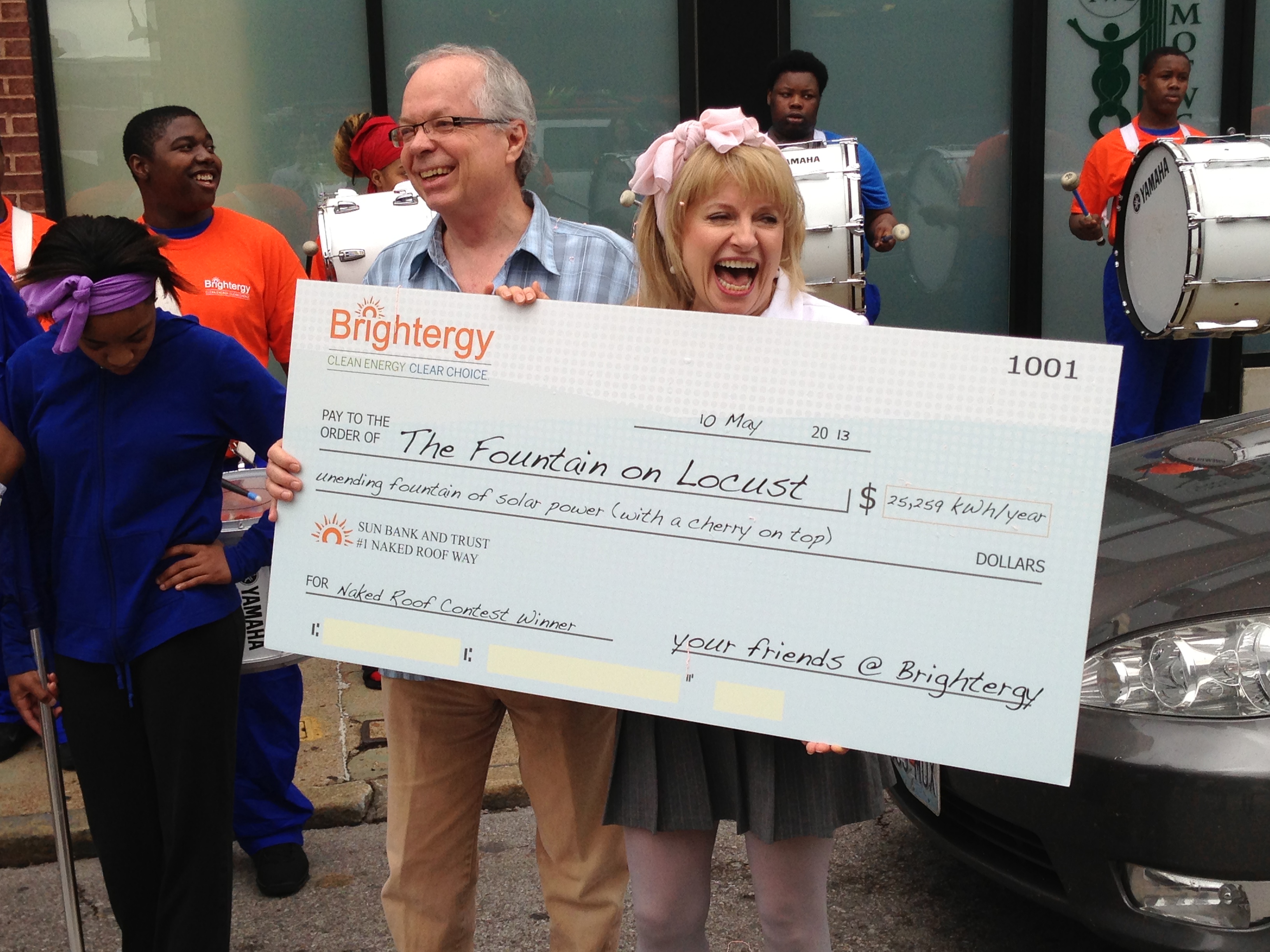 Joy Grdnic, owner of the Fountain on Locust in St. Louis, was the winner of the Naked Roof Contest and a free solar energy system from Missouri clean-energy company Brightergy.