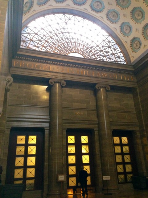 The doors to the Missouri House of Representatives read, "Progress is the way of life.' Brightergy spends time there each session working on renewable energy and energy efficiency policies and issues.